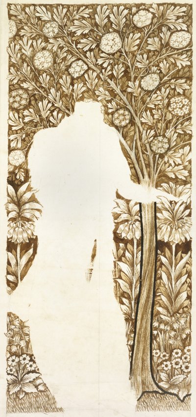 Entwurf für einen Laubhintergrund (unvollendet) von William Morris